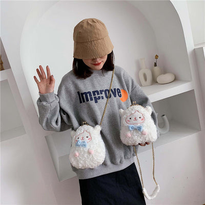 Bolsa Bandolera Peluche Oveja Linda con Cadena - Image 3