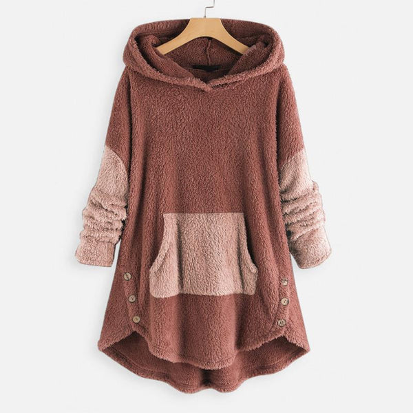 Suéter Acolchado Doble Faz con Capucha - Manga Larga Estilo Europeo