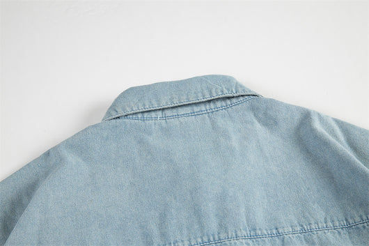 Camisa Cardigan Suelta Estilo Americano con Solapa - Image 5