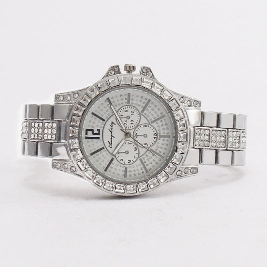 Reloj de Cuarzo de Acero Inoxidable con Diamantes y Tres Subdiales - Image 2