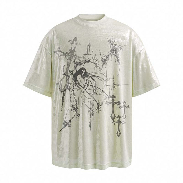 Camiseta Estampada Estilo Americano con Diseño de Arte Marcial para Hombre