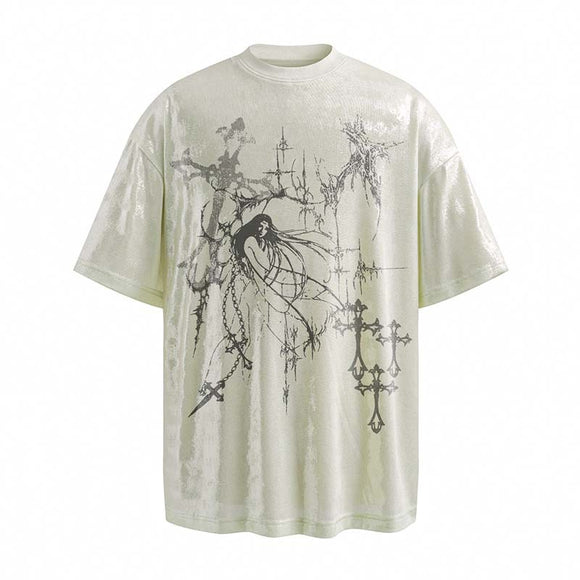 Camiseta Estampada Estilo Americano con Diseño de Arte Marcial para Hombre