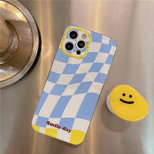 Funda Celular Ajedrez Azul Estilo Coreano con Soporte Integrado - Image 5