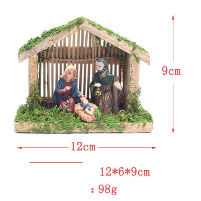 Conjunto de Pesebre Navideño en Resina - Casa Iglesia para Decoración de Escenas - Image 7