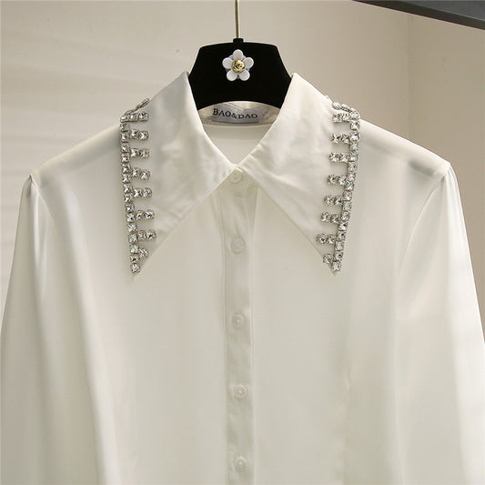 Cardigan Blanco Corto con Strass y Mangas Largas - Image 2