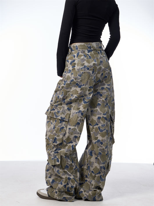 Pantalones Cargo Anchos Camuflaje para Mujer - Estilo Casual y Versátil - Image 13