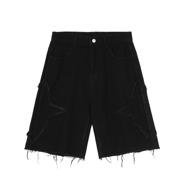 Shorts de Mezclilla Desgastados con Cortes Diseñados - Image 5