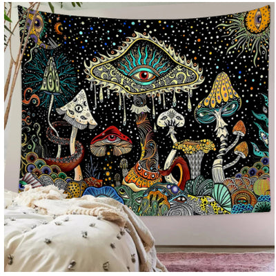 Tapiz de Poliéster con Diseño de Hongos y Calavera para Dormitorio - Image 6