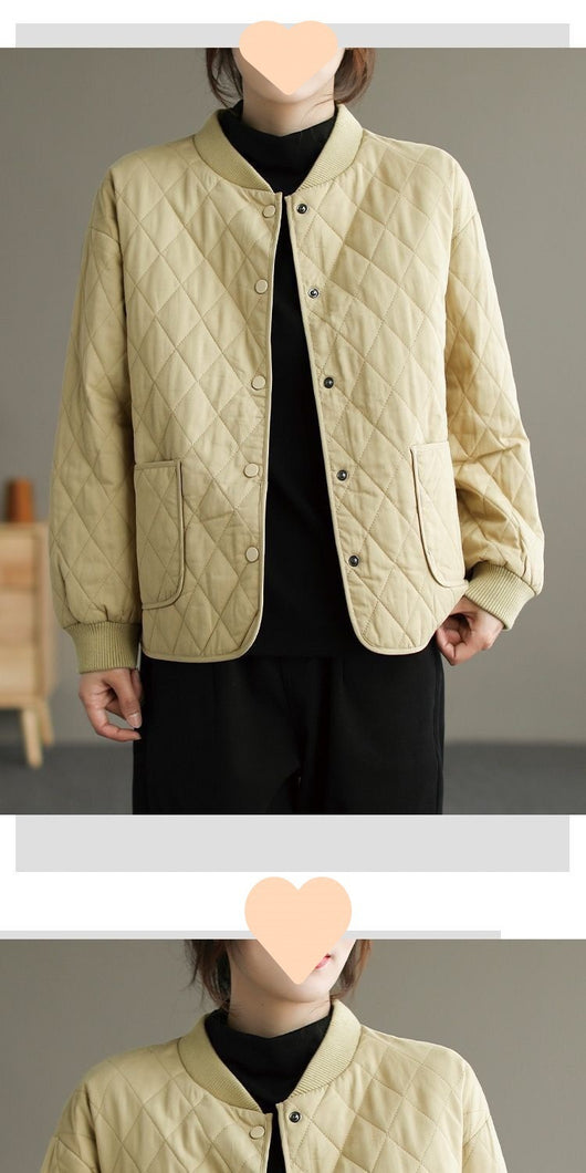 Chaqueta Acolchada de Algodón para Mujer - Diseño Rombo Ligero Otoño Invierno - Image 16