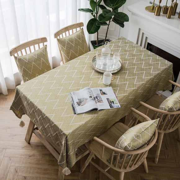 Mantel Jacquard Impermeable con Patrón de Onda y Triángulo