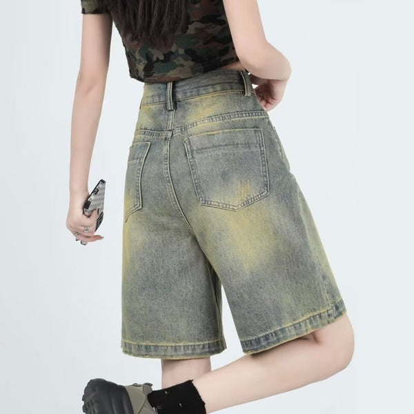 Shorts Denim Retro Lavado para Mujer - Estilo Casual Versátil