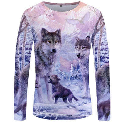 Camiseta Manga Larga Serie Lobo Impresión 3D para Hombre - Image 17