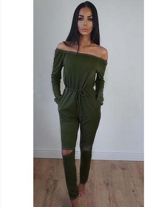 Jumpsuit de Hombro Descubierto con Detalles Rotos - Tendencia Otoño - Image 6