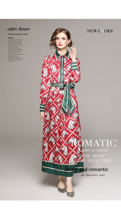 Vestido Camisero Plisado con Estampado Floral Vintage y Cinturón - Image 13