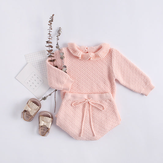 Conjunto de Bebé: Blusa Manga Larga con Shorts Volantes