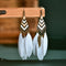 Aretes Bohemios de Hoja Diamante con Borla y Pluma para Mujer