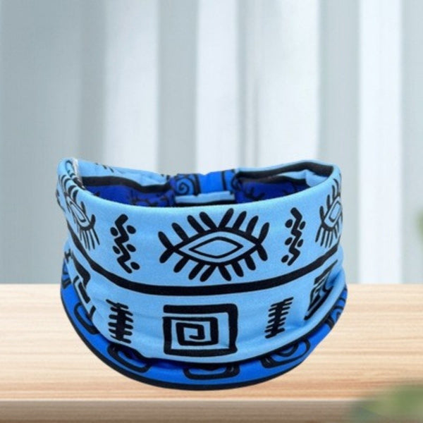 Banda Elástica Estampado Africano para Cabello - Diadema Deportiva Ancha Mujer Yoga