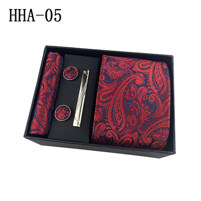 Set de Corbata Paisley con Clip y Caja de Regalo - Corbata Negra Elegante para Negocios - Image 10