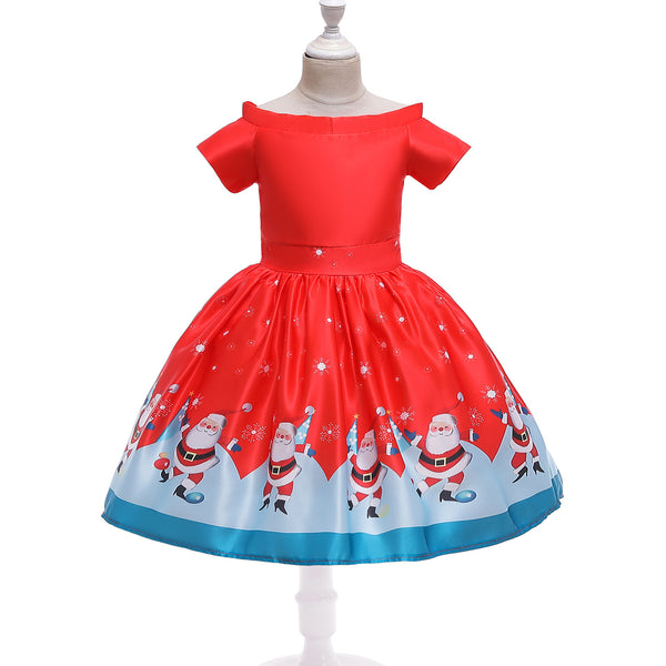 Falda Navideña Infantil Estampado Papá Noel Largo Medio