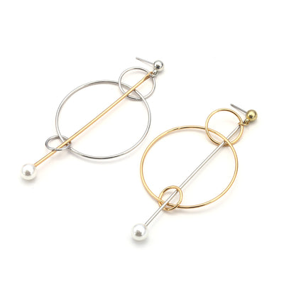 Aretes Geométricos Dorados y Plateados - Diseño Moderno Trendy - Image 3