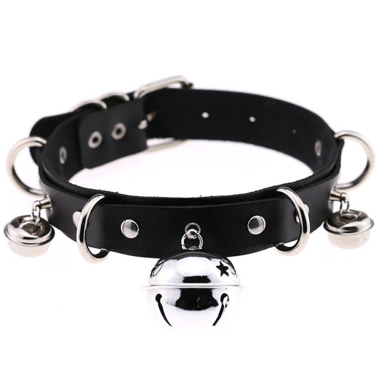 Collar Gótico Harajuku Handmade con Campanas - Choker Punk Cuero para Fiestas - Image 3