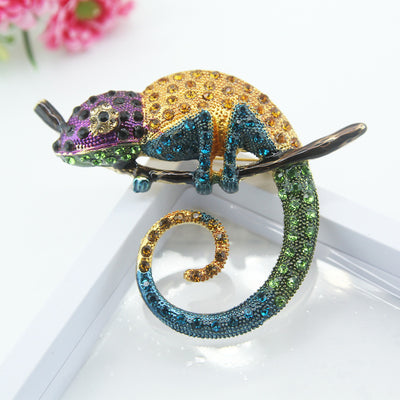 Broche Camaleón con Gota de Aceite y Diamantes - Image 13
