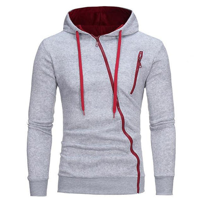 Sudadera con Capucha y Cierre Diagonal - Suéter Sólido para Hombre - Image 4