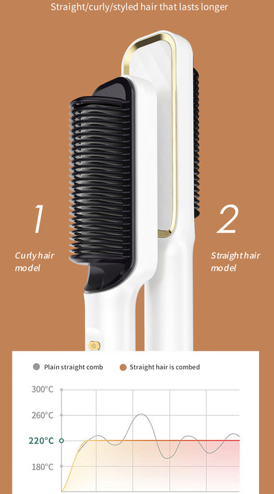 Two white and gold electric hot combs, one larger with a textured panel and one smaller with a digital temperature display. - Image 9