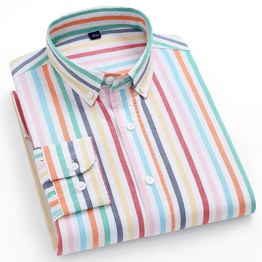 Camisa Oxford de Algodón a Rayas Antirruga para Hombre - Image 3