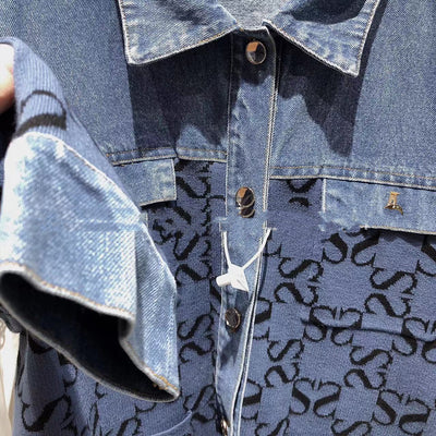Chaqueta Tejida Denim Jacquard con Costuras Vintage - Comodín para Mujer - Image 5