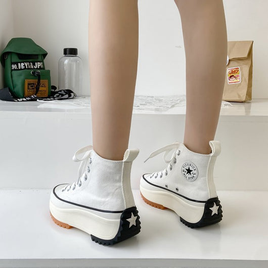 Zapatillas Altas de Lona para Mujer Estilo Coreano con Plataforma - Image 8