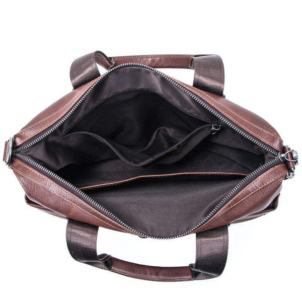 Maletín de Cuero Curtido al Vegetal para Computadora - Bolso Profesional Casual para Hombre