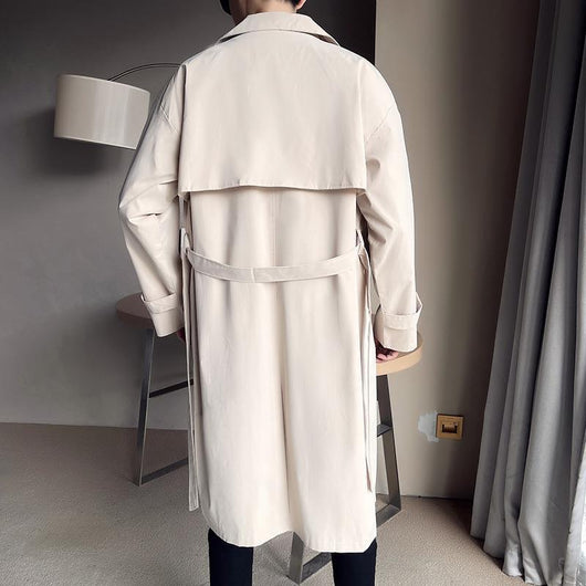 Abrigo Trench Coat Doble Botonadura Beige para Hombre - Image 3