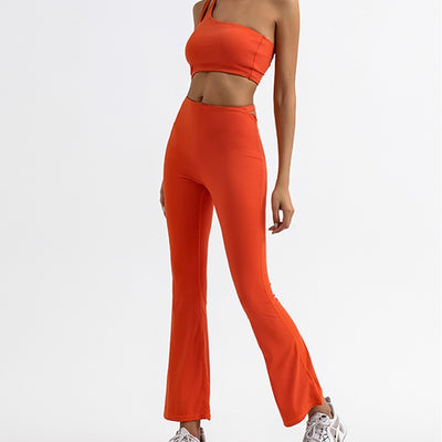 Pantalones Deportivos Acampanados de Cintura Alta con Detalle Calado
