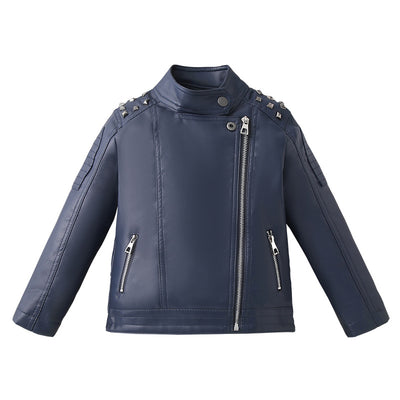 Chaqueta de Cuero Casual para Niños - Diseño Liso Moderno - Image 4