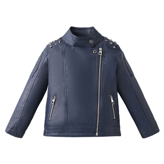 Chaqueta de Cuero Casual para Niños - Diseño Liso Moderno - Image 4