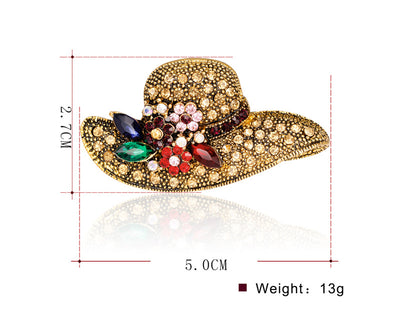 Broche Vintage Oro Antiguo con Diamante Diseño Sol - Image 8
