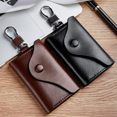 Cartera Llavero de Cuero Genuino Multifuncional Gran Capacidad