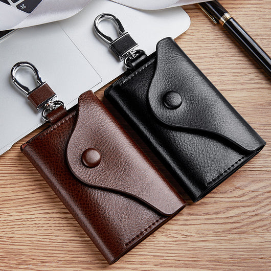 Cartera Llavero de Cuero Genuino Multifuncional Gran Capacidad
