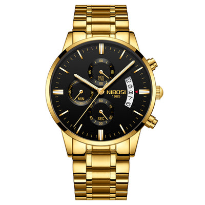 Reloj Cronógrafo Deportivo de Acero Inoxidable Dorado para Hombre