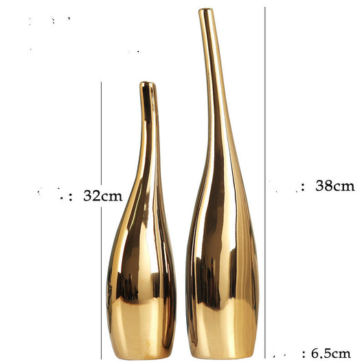 Jarrones Decorativos de Cerámica con Acabado Dorado Nórdico - Image 13