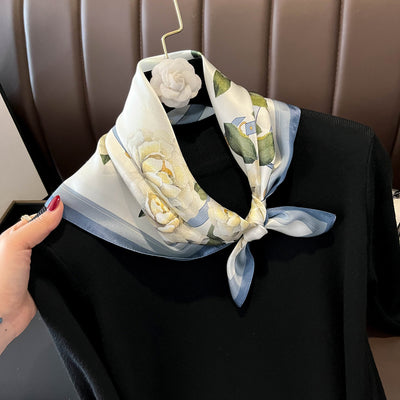 Pañuelo de Seda Beige Cuadrado para Mujer - Versátil y Fácil de Combinar - Image 46