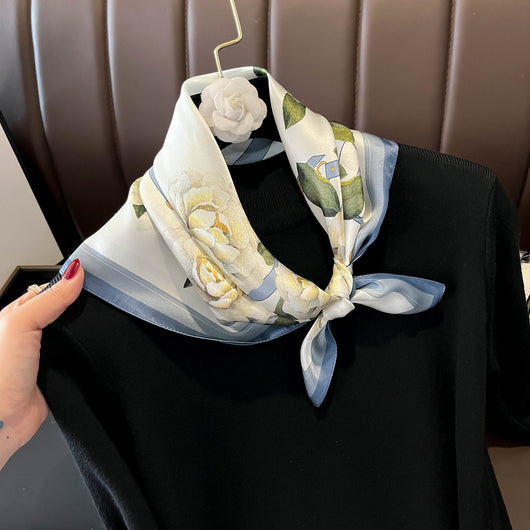 Pañuelo de Seda Beige Cuadrado para Mujer - Versátil y Fácil de Combinar - Image 46