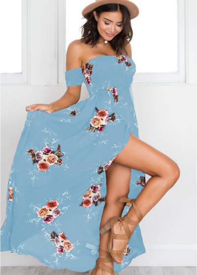 Vestido Largo Bohemio Hombros Descubiertos para Playa y Verano - Image 7