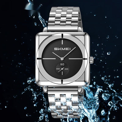 Reloj de Acero Cuadrado con Subdial de Segundos - Movimiento de Cuarzo