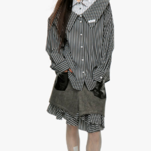 Falda Midi Twill con Flecos y Detalles Combinados - Image 5