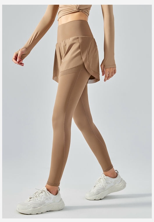 Leggins de Cintura Alta con Efecto Dos Piezas y Malla Antiexposición - Image 9
