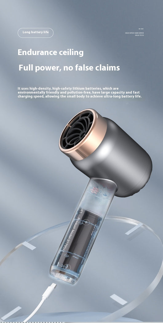 Purple high-speed wireless hair dryer with gold accents, featuring hot and cold air, shown on a reflective surface. - Image 22