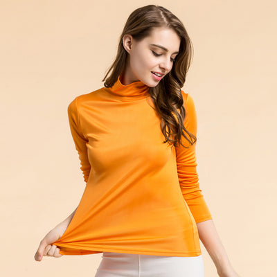 Blusa de Cuello Alto en Seda - Pullover Manga Larga para Mujer - Image 19