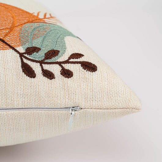 Funda de Cojín Decorativo Otoñal con Bordado de Hojas de Arce y Calabaza - Image 6